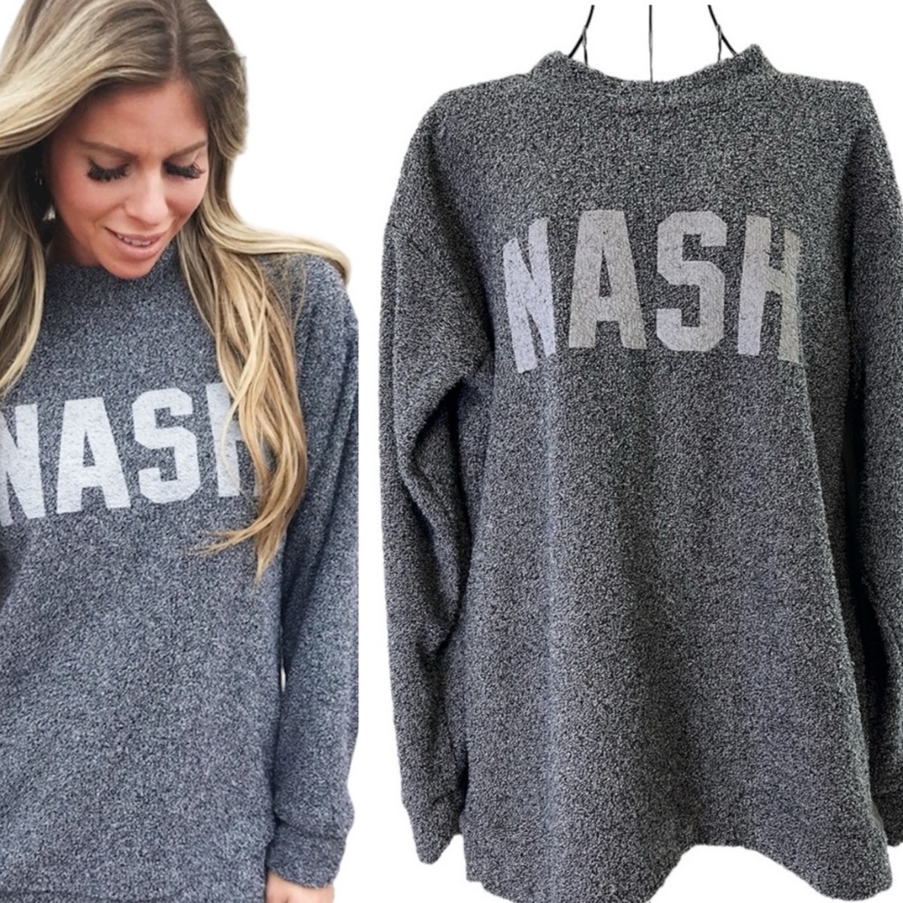 Woolly Threads Women’s Black Gray NASH Sweater Sweatshirt, Size Small